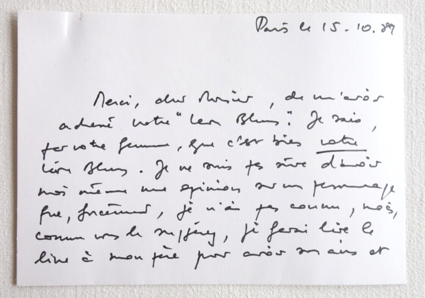 L.A.S. Françoise Chandernagor - Woman of Letters - Signed Autograph Letter