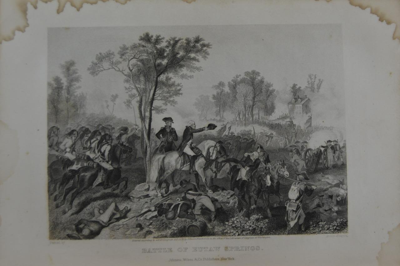 Antique Revolutionary War Battle of Eutaw Springs Original 1870's Engraving Art