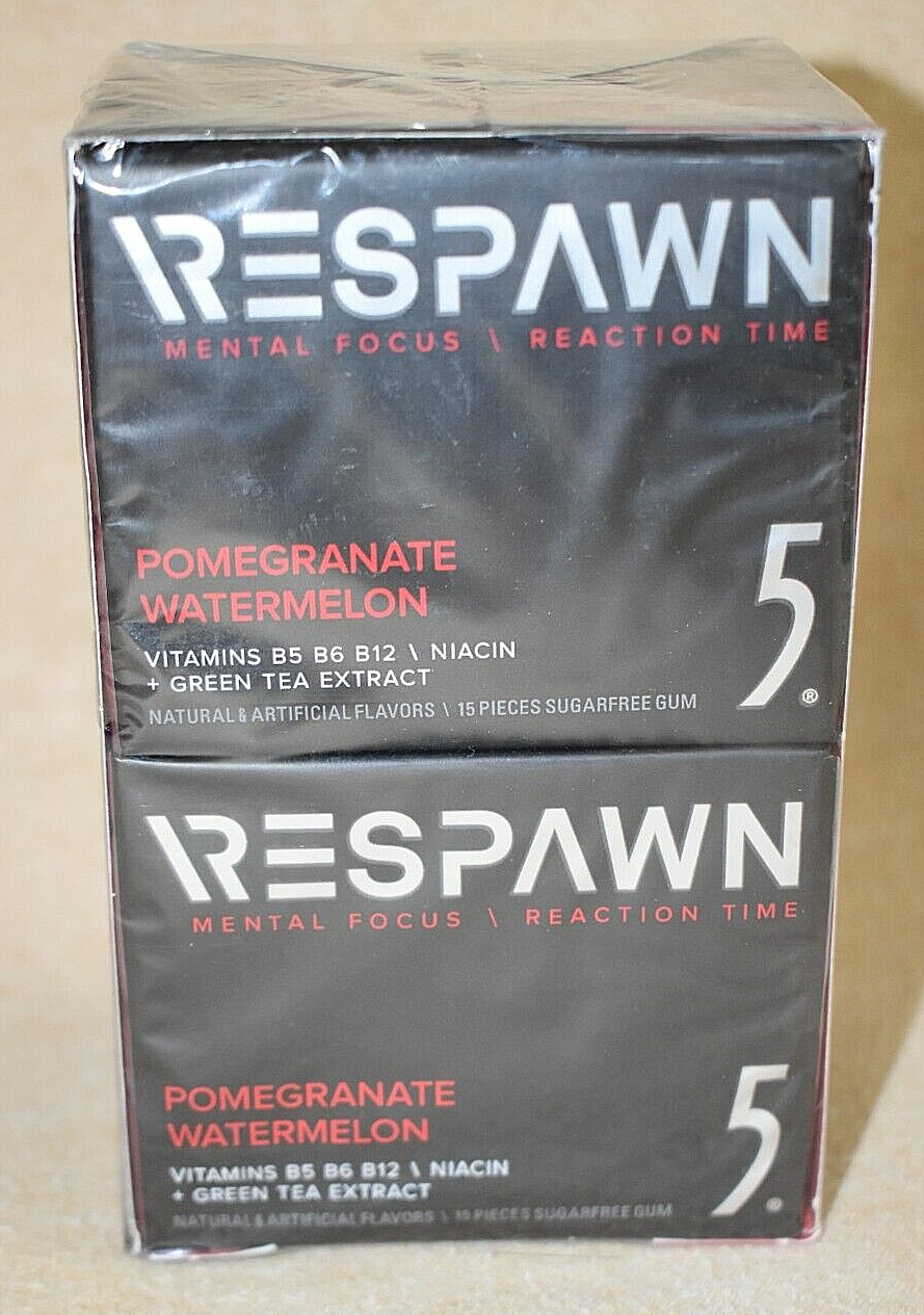 RESPAWN 5 Gum Watermelon Pomegranate Sealed Box 10 Pack Discontinued Collectible