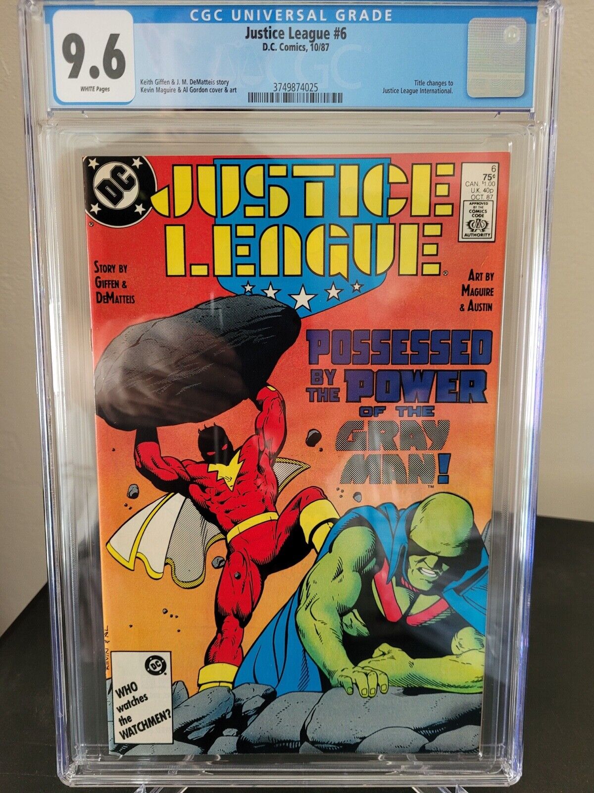 JUSTICE LEAGUE #6 CGC 9.6 GRADED DC 1987 BECOMES INTERNATIONAL KEVIN MAGUIRE