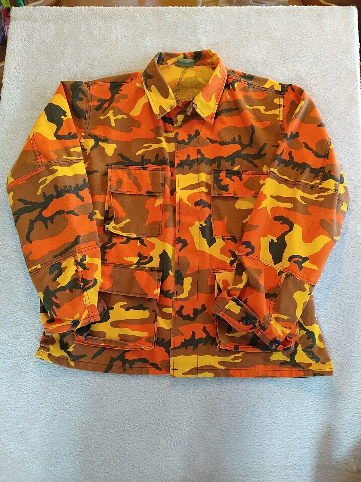 Vintage ROTHCO Orange Camo USA Made Army Military BDU Field Jacket Men's L Large