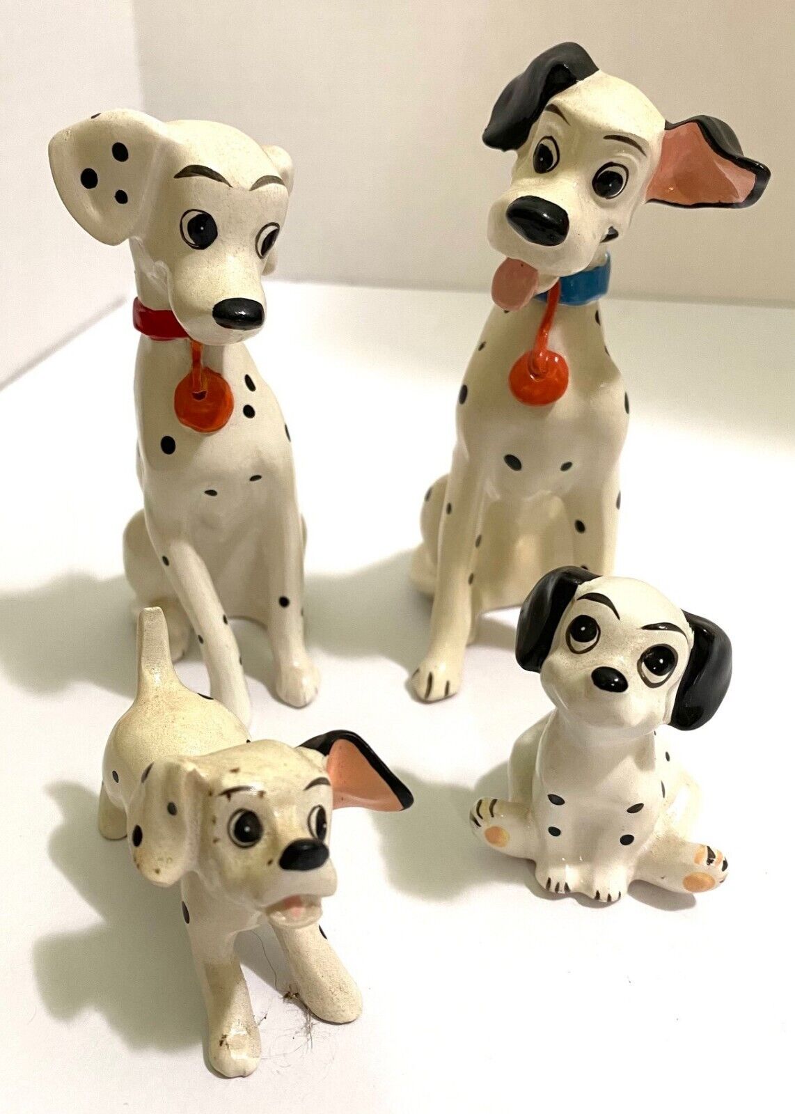 SET OF 4 VINTAGE Disney 101 Dalmatians Ceramic Figures - PONGO & PERDITA