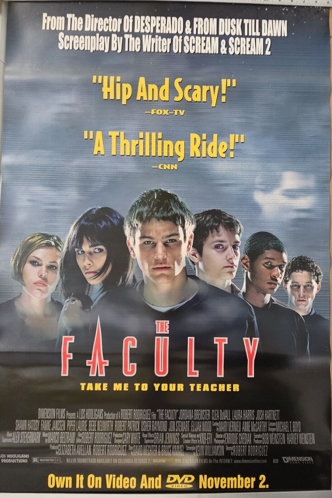 Amazing Horror Movie The Faculty 26 x 39.75  DVD promotional Movie poster draft