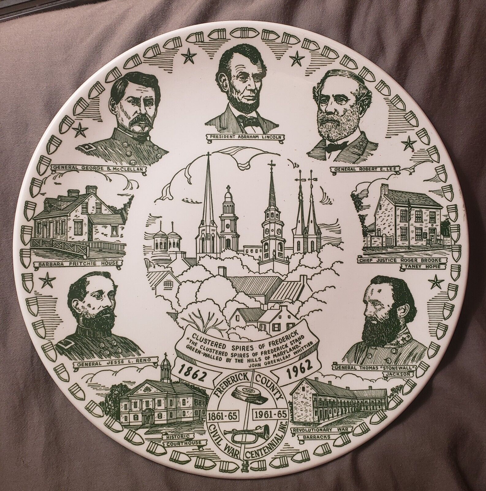 Civil War Cenntennial Commemorative Plate- Frederick, Antietam- Maryland