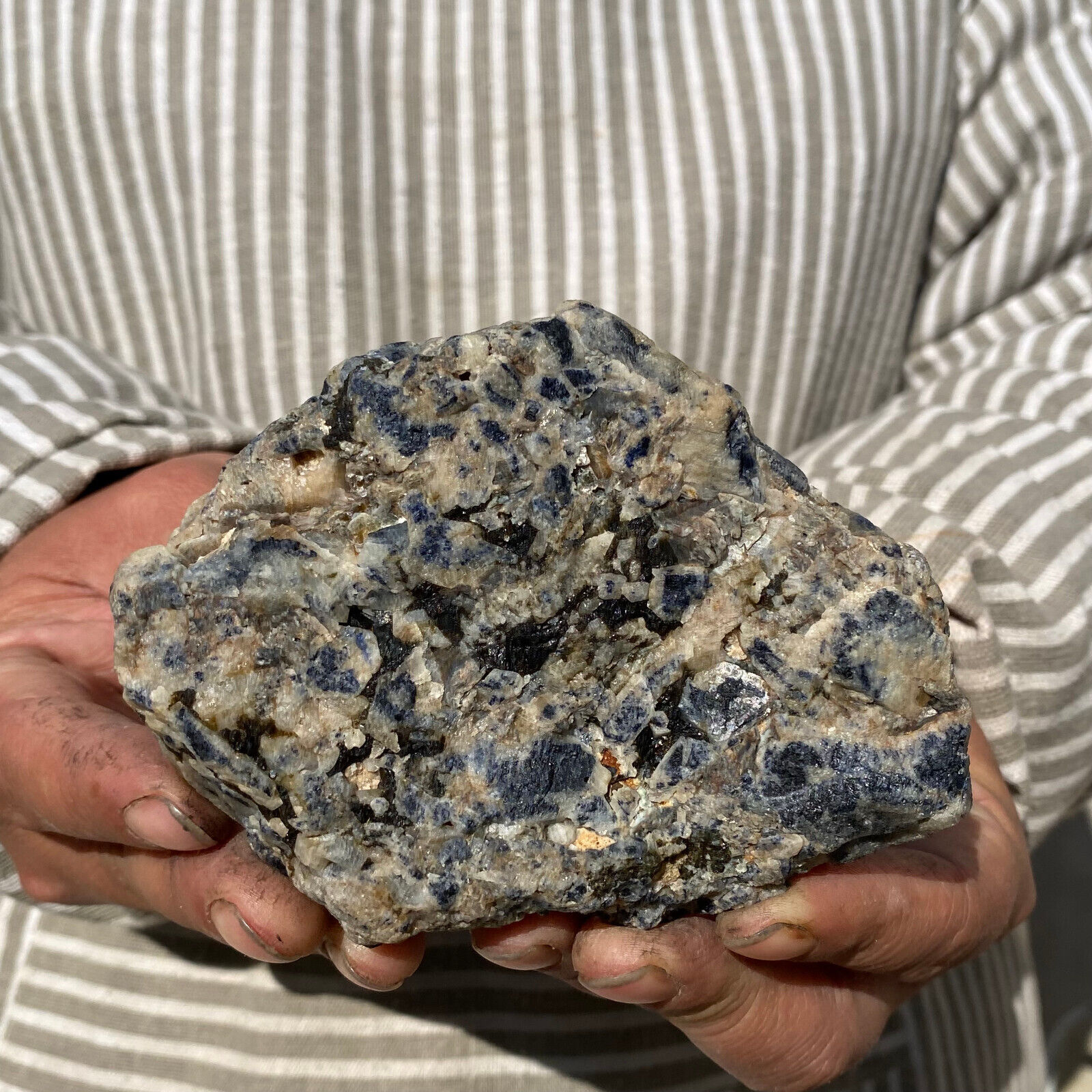 1.3lb Large Unheated Blue Sapphire Corundum Hercynite In Matrix Rough Specimen