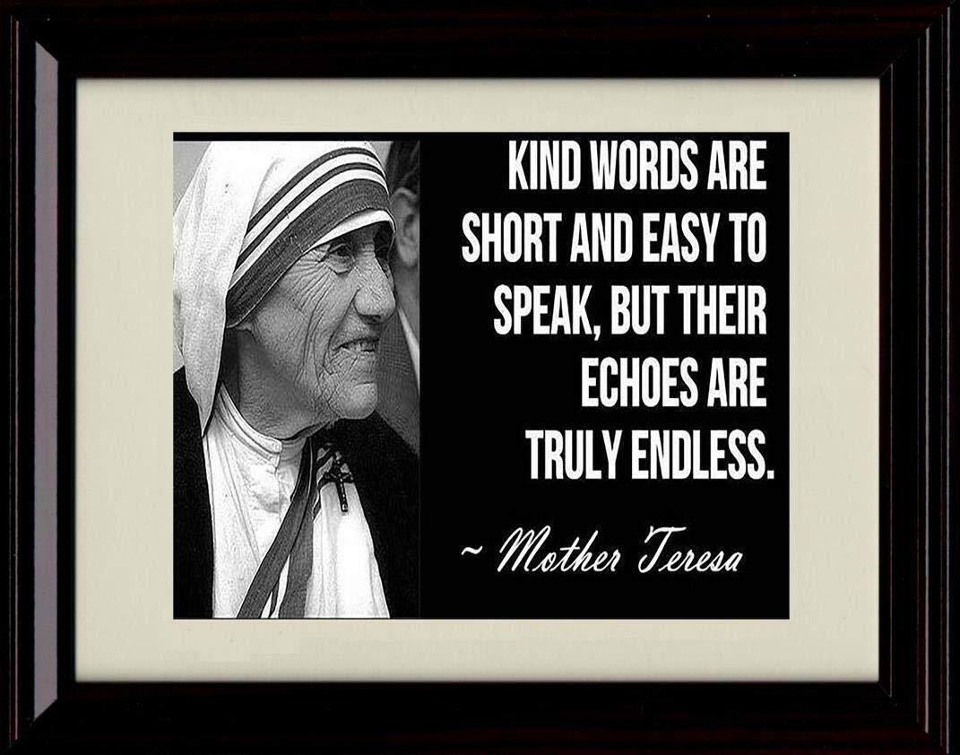 8x10 Framed Mother Teresa Quote - Kind Words