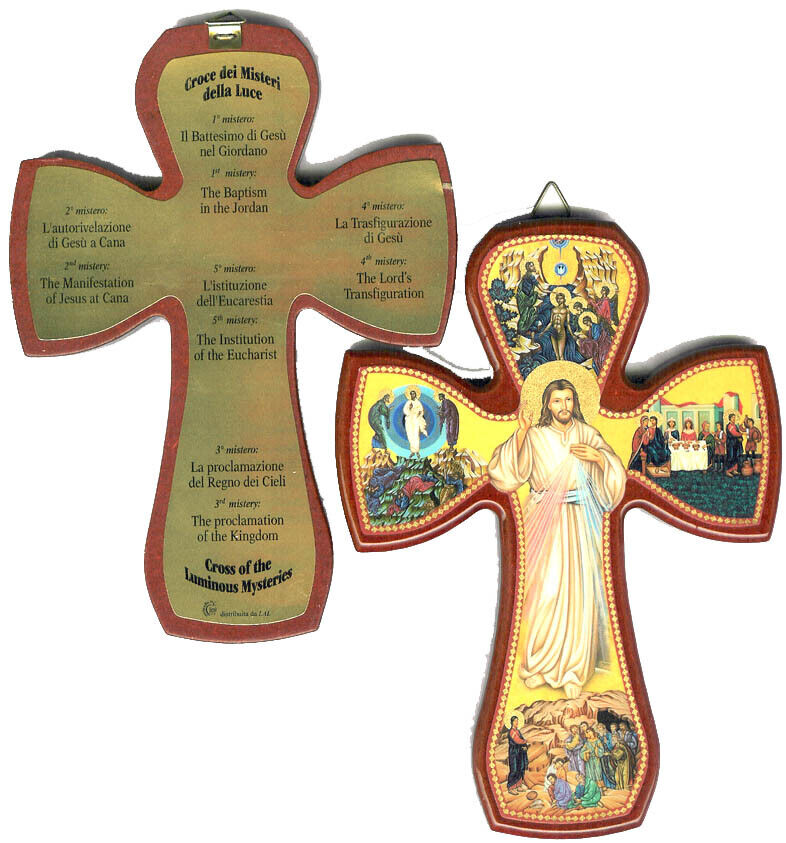 WHOLESALE LOT OF 5 Luminous Mysteries Wall Crosses, Made with Quality in Italy