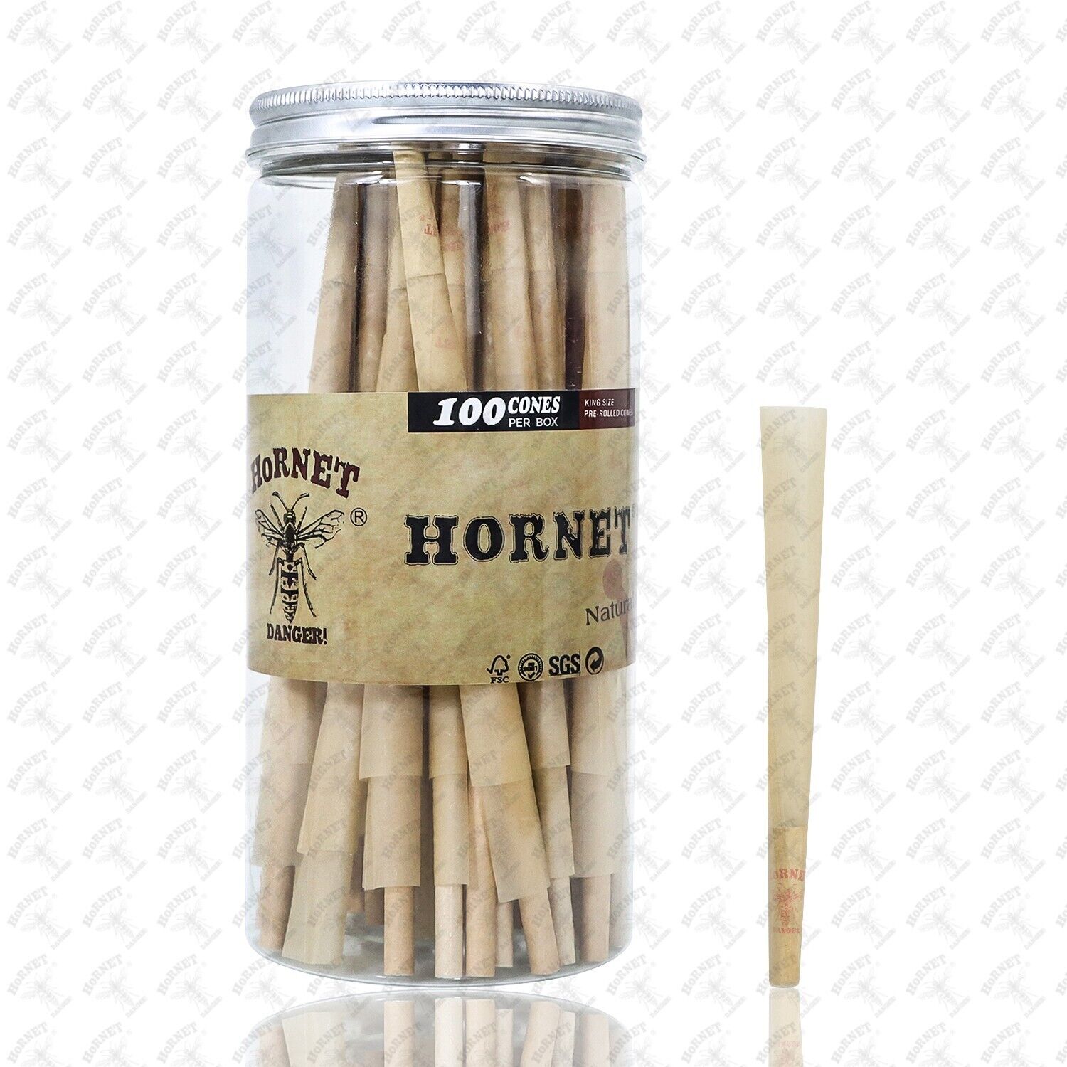 Brown Hornet Cones Classic King Size 100- Pre Rolled Cones with Filter Tips