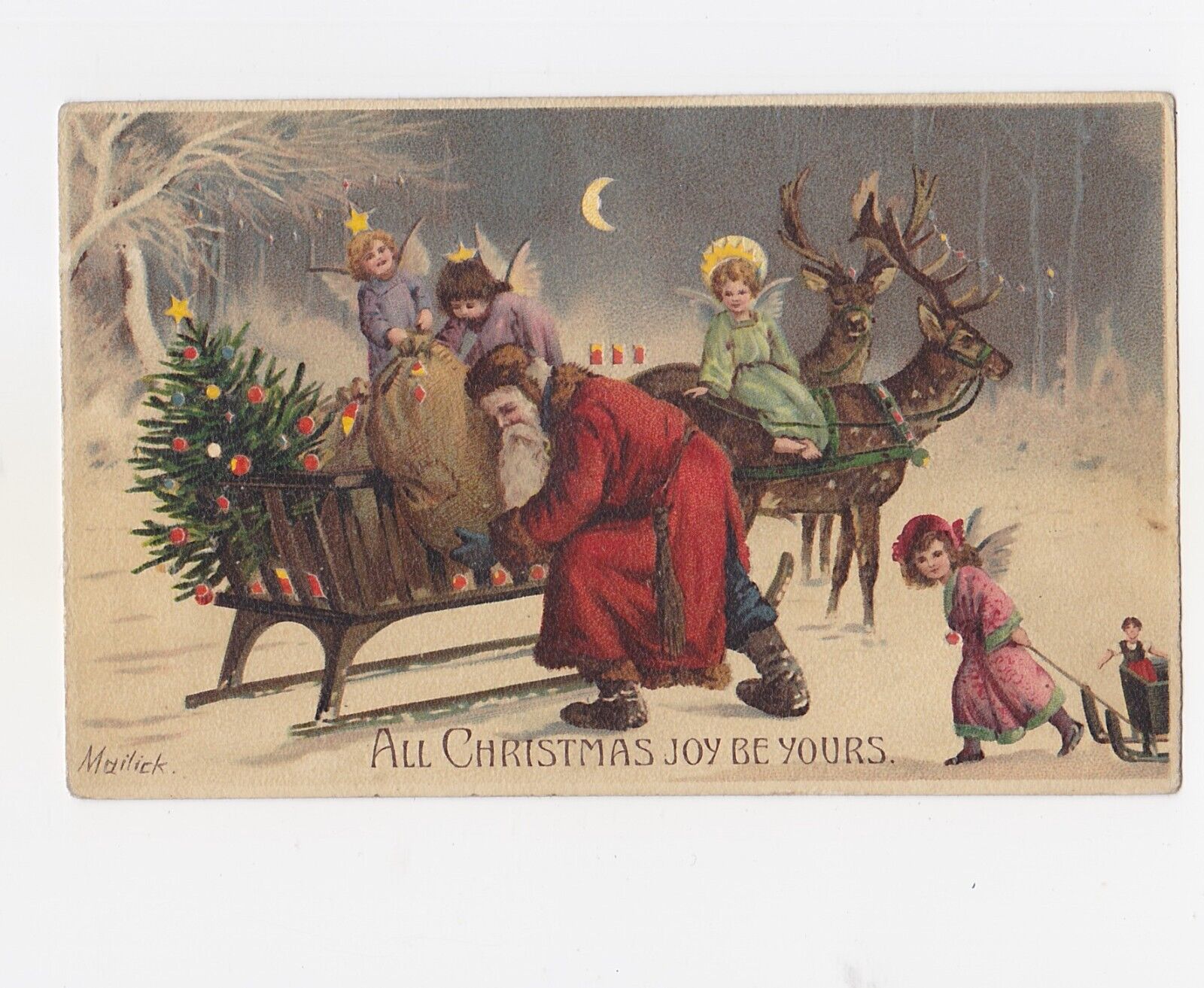 Rare Mailick HTL Santa Vintage Postcard