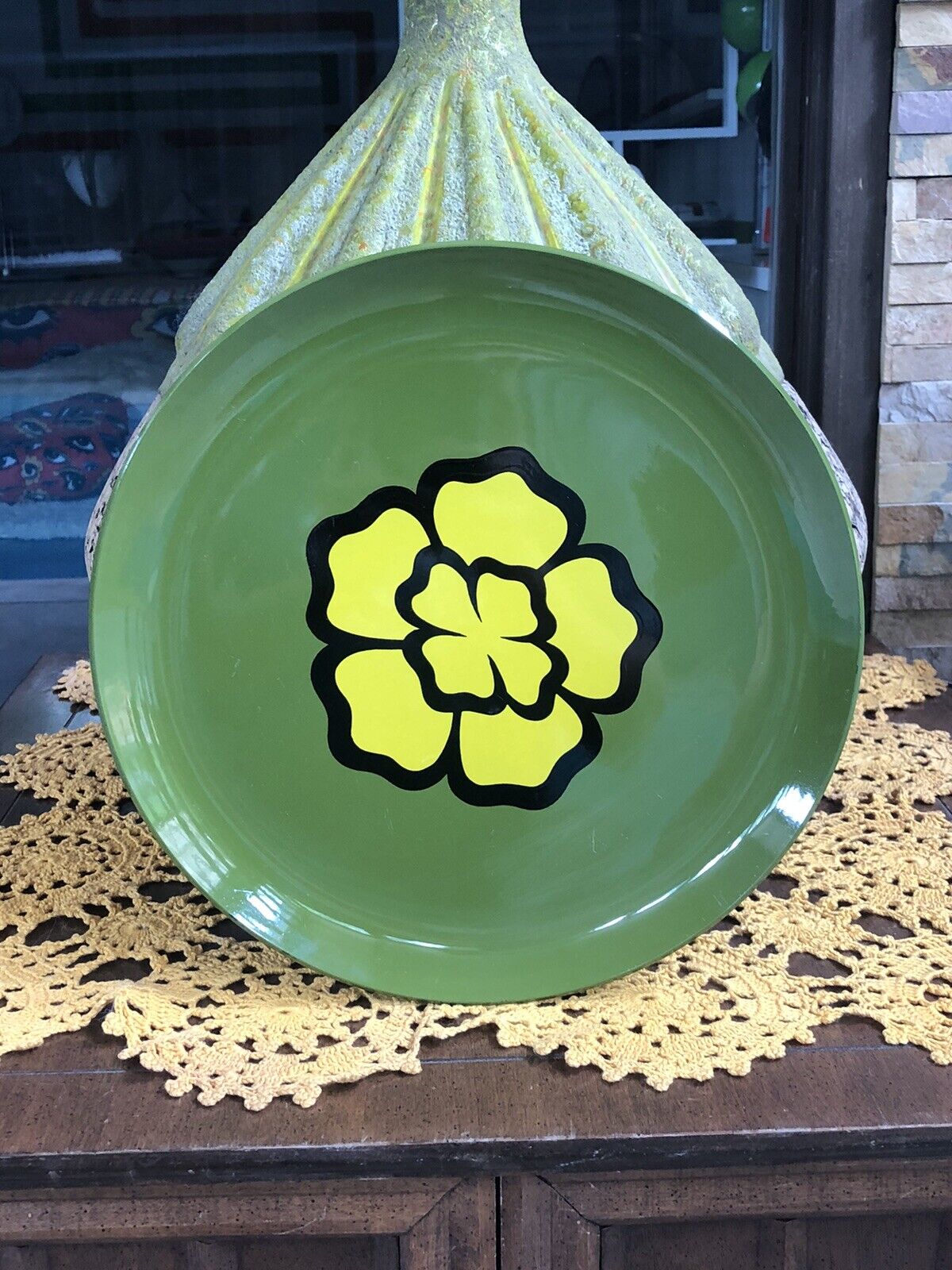 Vintage Retro Flower Platter 13” Round