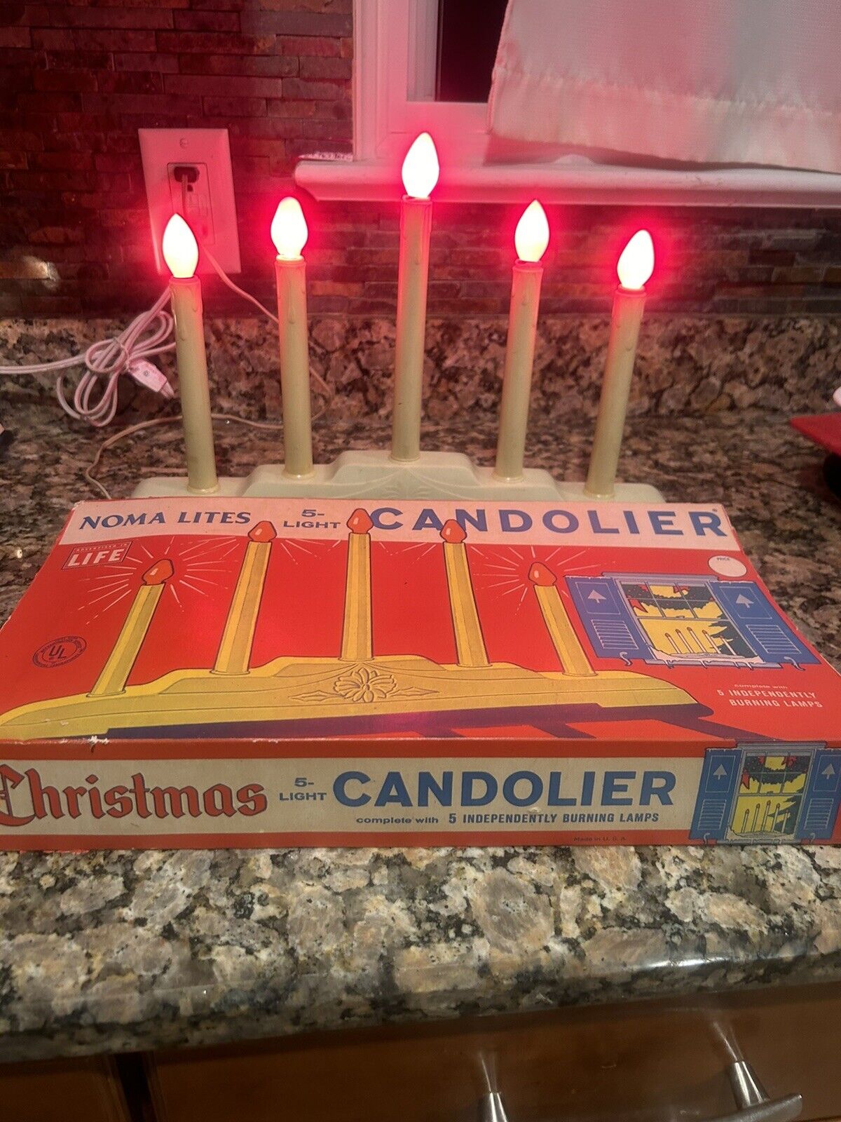 Vintage Christmas Candle Decoration NOMA 5 Light Tiered Candolier w Original Box