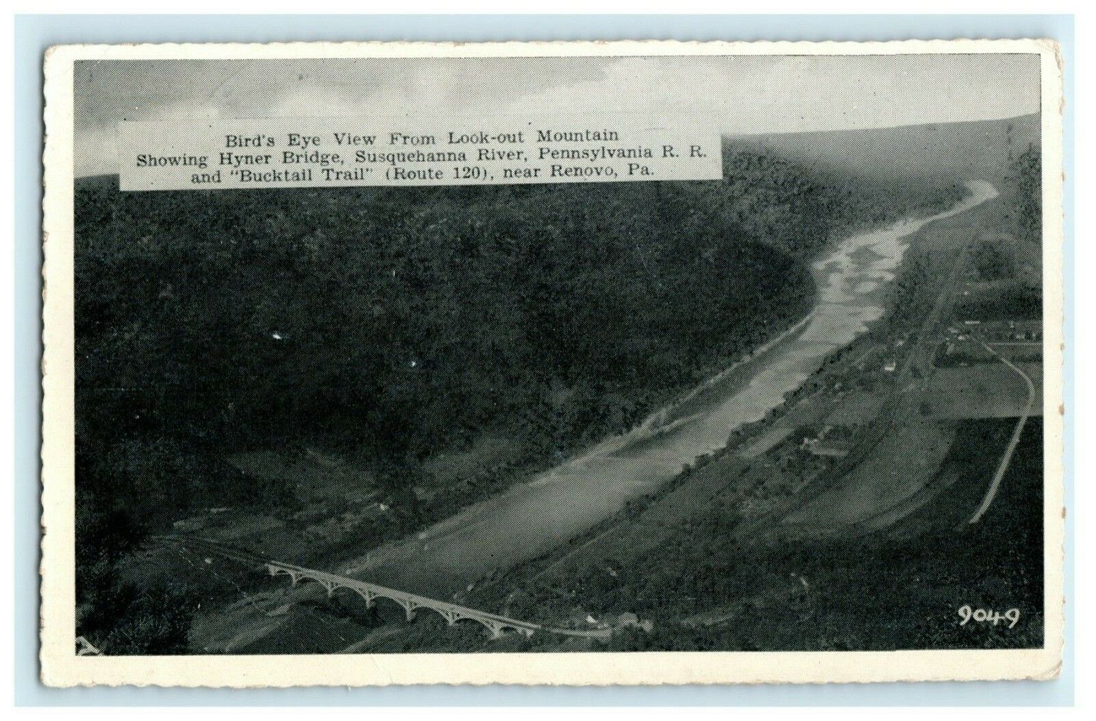 1939 Bird\'s Eye View Renovo Pennsylvania PA From Look-out Antique Postcard