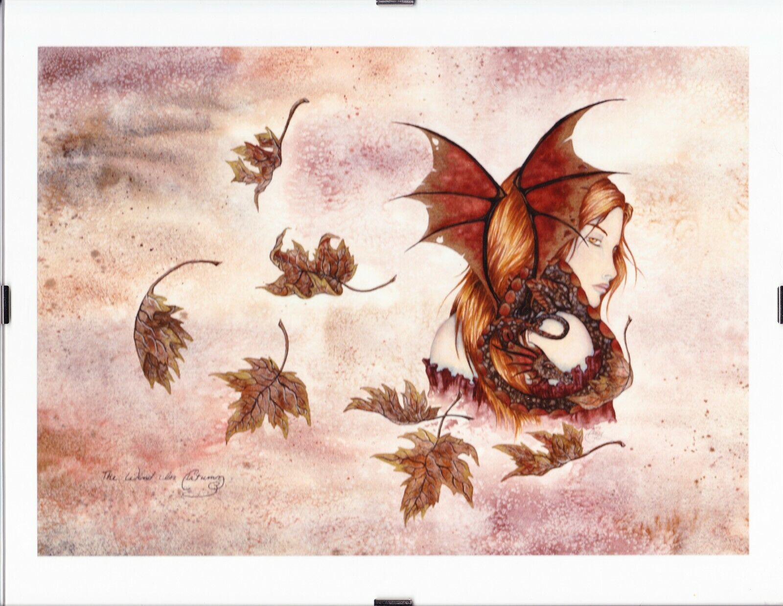 The Wind In Autumn Print by Fantasy Artist Amy Brown Framed Ready to Hang 8.5x11