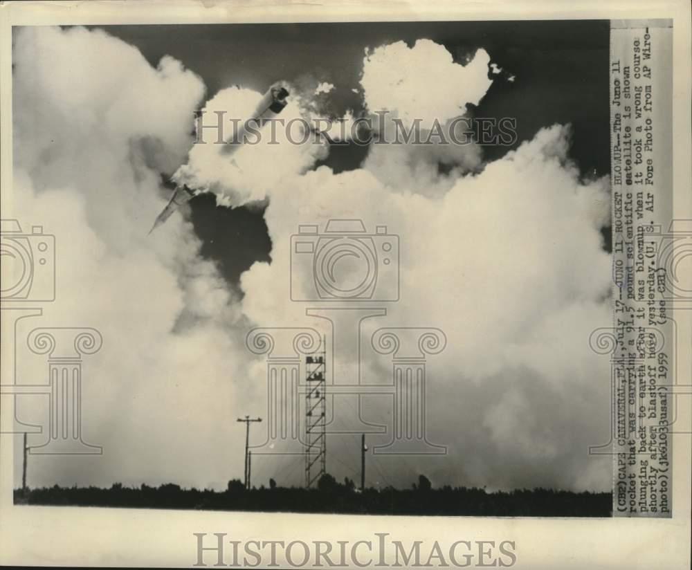 1959 Press Photo Juno II Rocket Explosion over Cape Canaveral, Florida