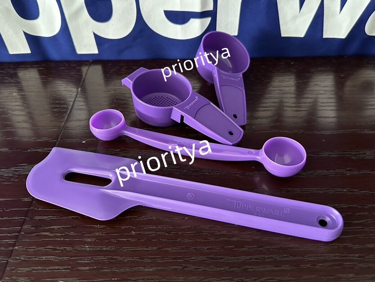 Tupperware Gadget Melon Baller Mini Funnel Strainer Paddle Spatula Purple Set 4