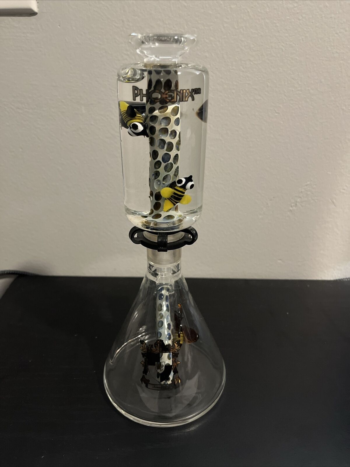 Phoenix star glass bong, Honeycomb Design, 2-Piece With Freezable Top