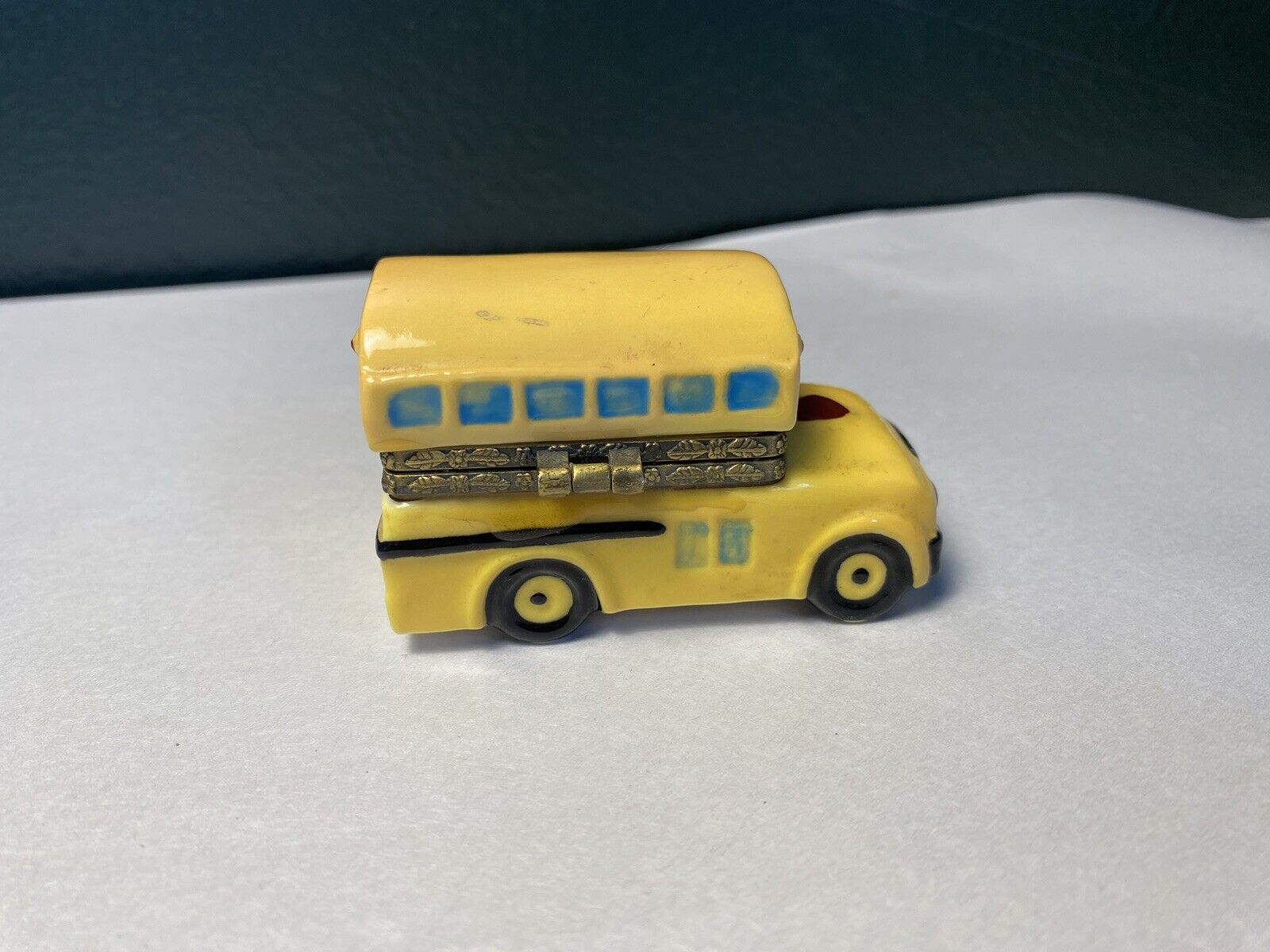 Vintage Ceramic School Bus Trinket Box