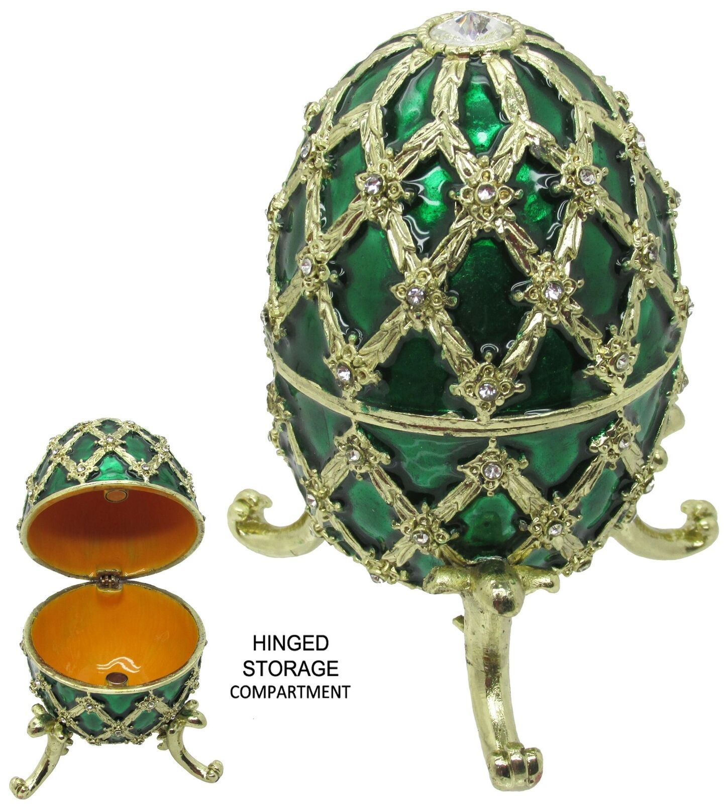 Egg Jeweled Trinket Box, with Austrian Crystals, Green