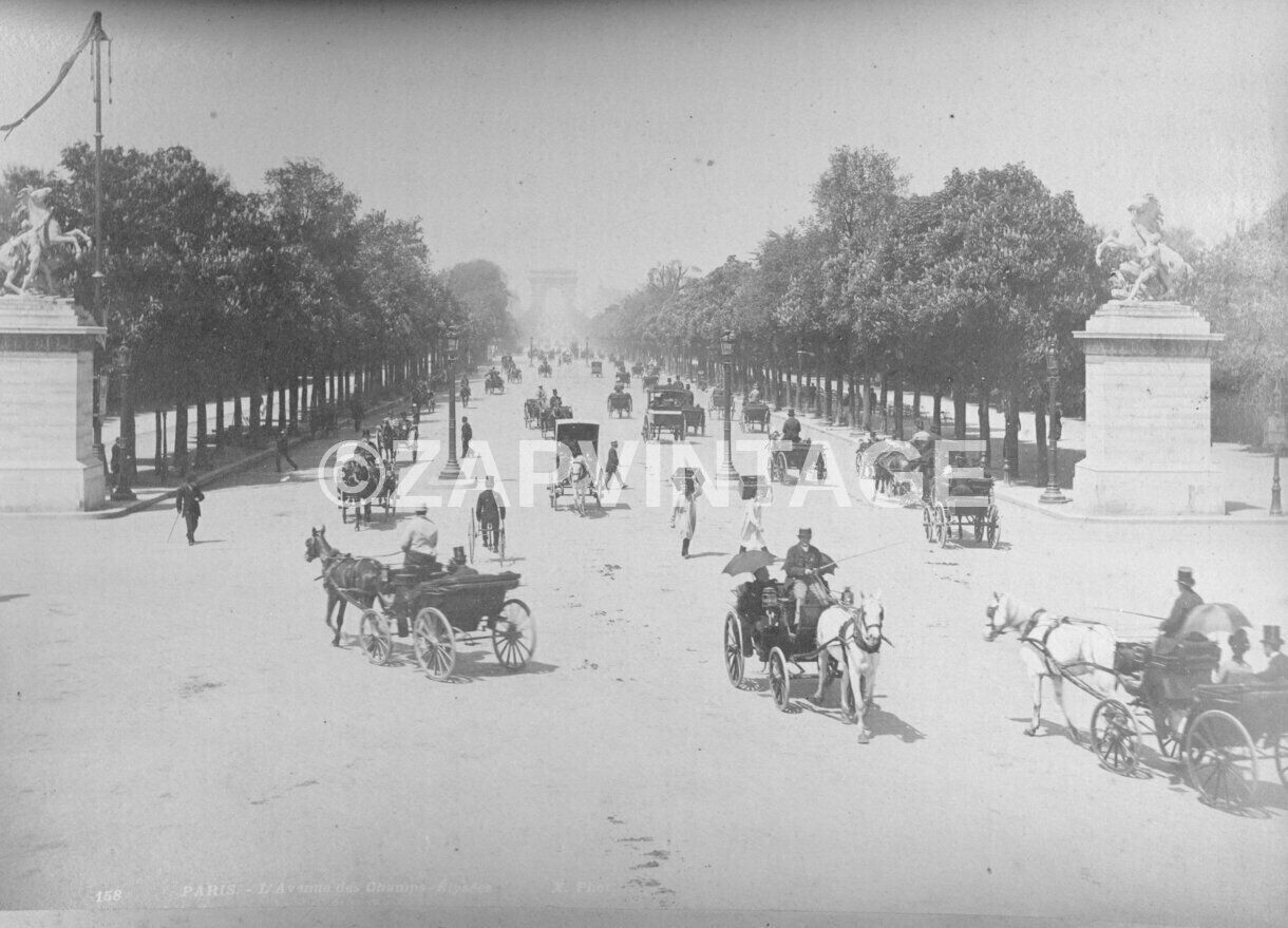 Vtg Antique 1870 -1899  Paris France - L' Ave Des Champs Elysees Photo #2494