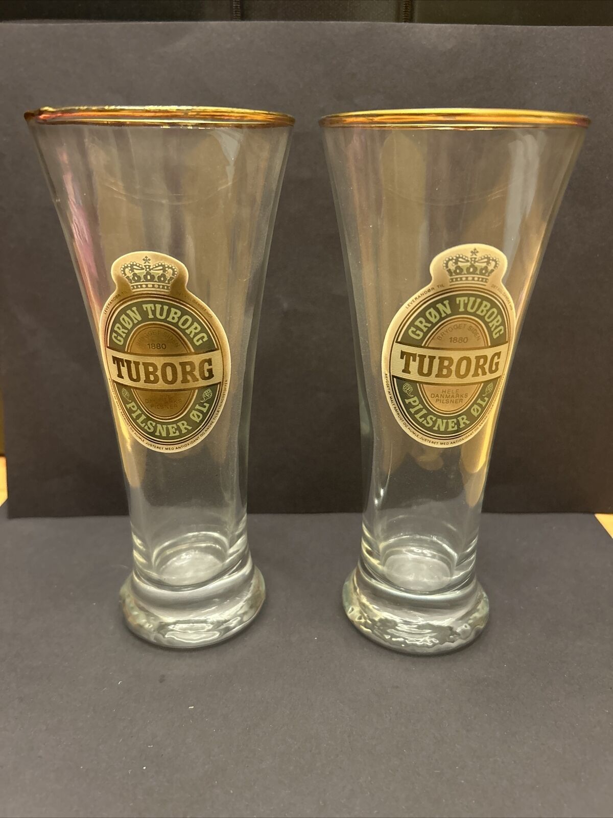 2 Tuborg Grøn Pilsner Beer Glass 7\