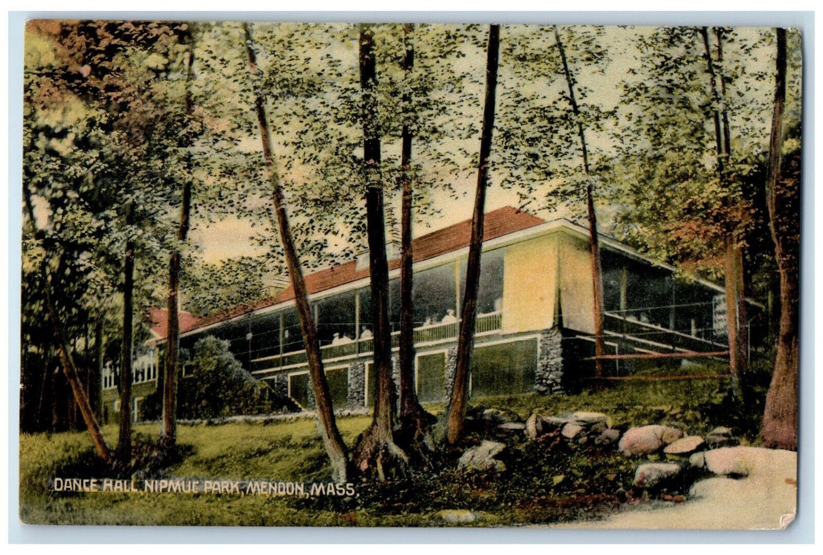 1908 Dance Hall Nipmuc Park Mendon Massachusetts MA Antique Posted Postcard