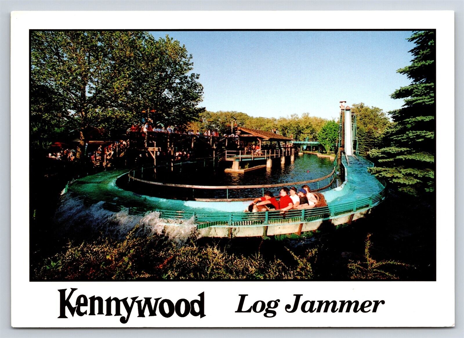 Postcard PA Kennywood Amusement Park Log Jammer Water Ride Defunct AU13