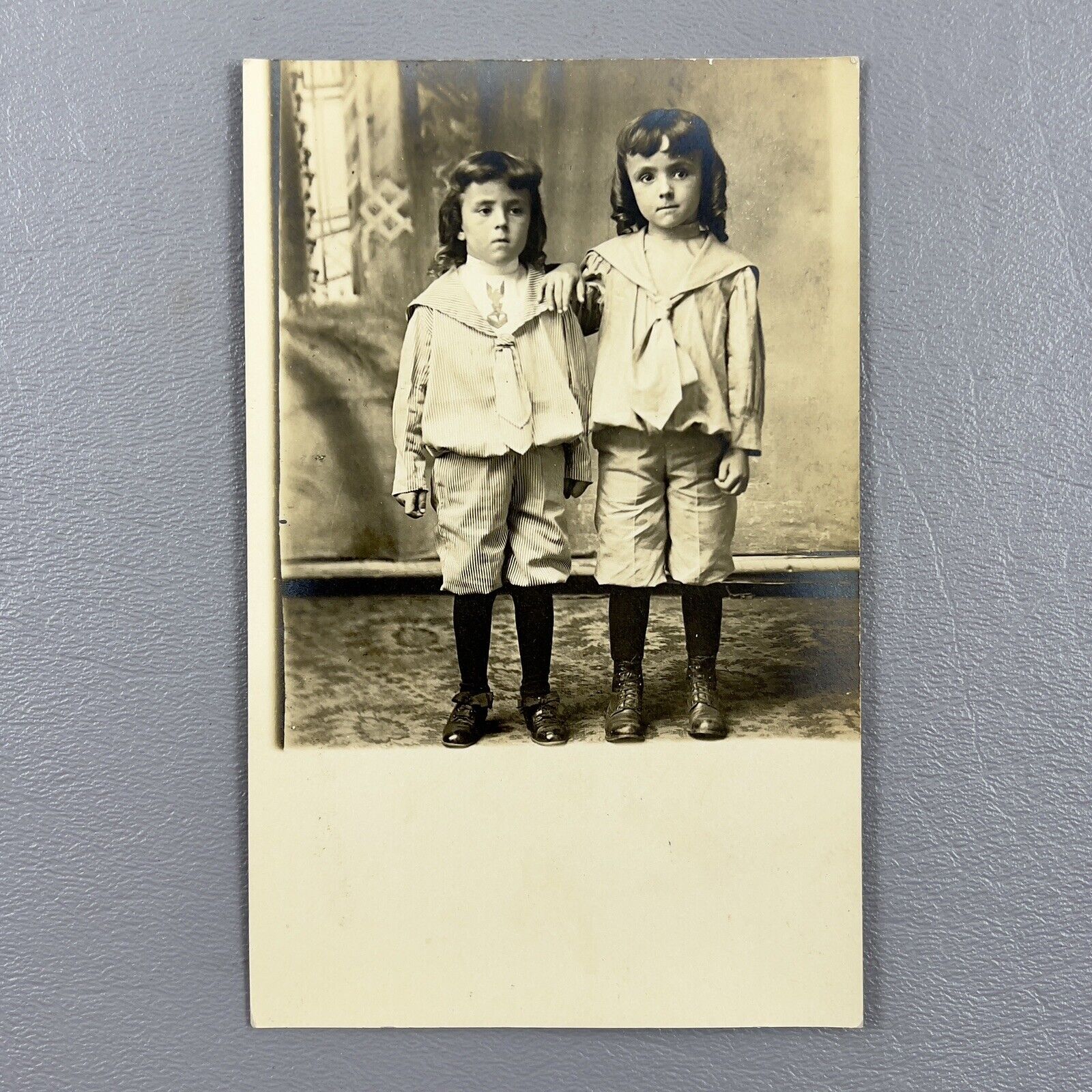 Antique RPPC Early 1900s Portrait Of Two Children AZO Circa 1904-1918 Postcard
