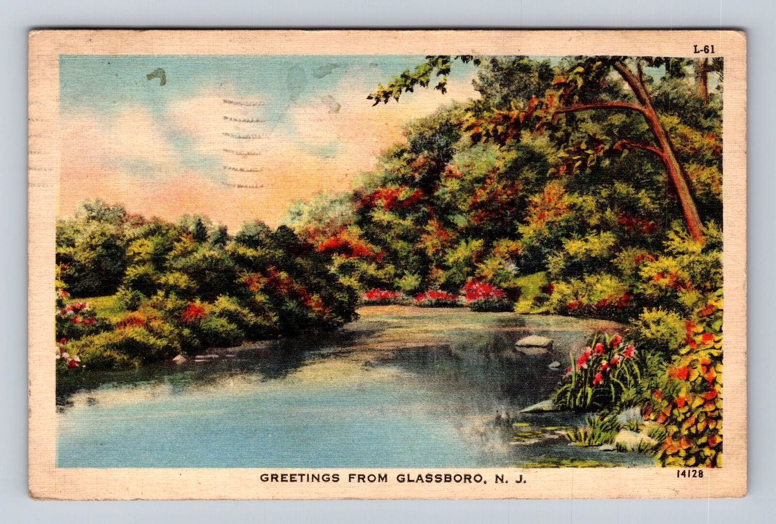 Glassboro NJ-New Jersey, General Lake Greetings, Antique Vintage c1947 Postcard