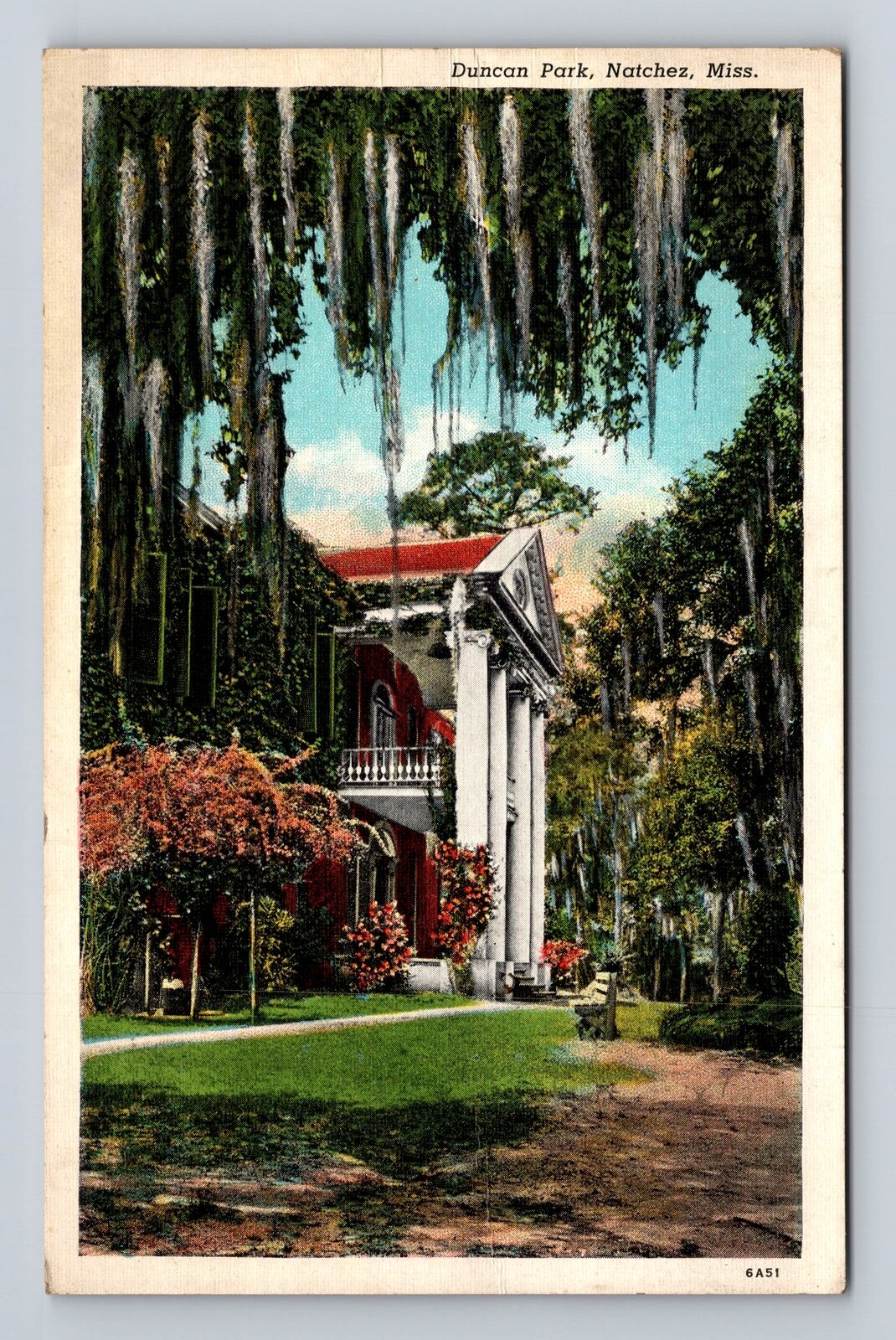 Natchez MS-Mississippi, Scenic View, Duncan Park, Antique Vintage Postcard