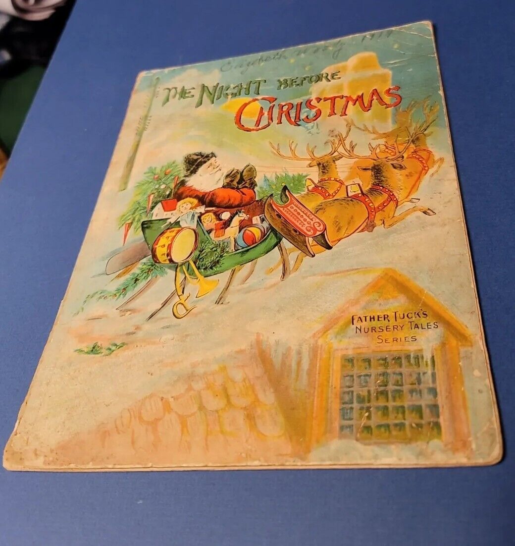 Antique 1914 TUCKS The Night Before Christmas 4 Plates Wonderful Illustrations