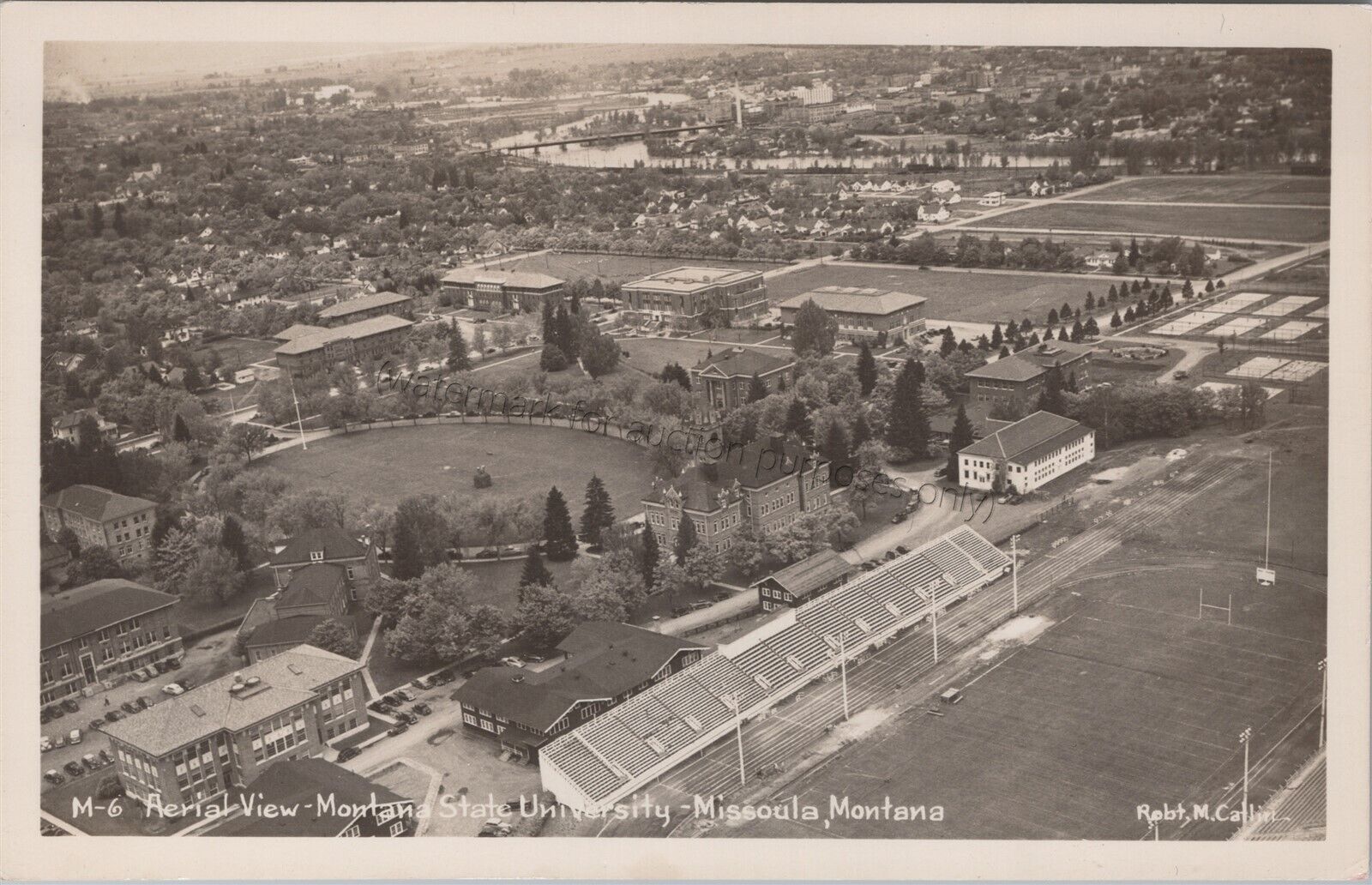 Missoula, MT: RPPC Montana State University, vintage Catlin Real Photo Postcard