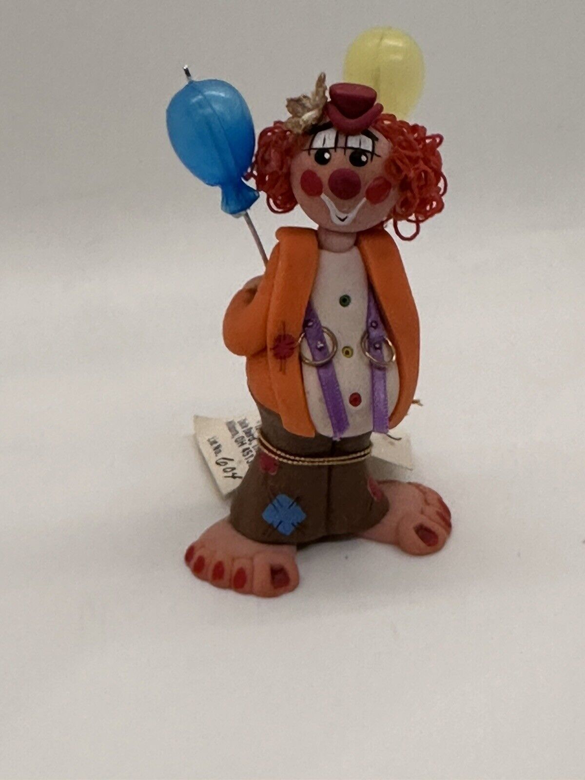 Vintage Cecile\'s Creations 1985 CLOWN With Balloons Clay Figurine