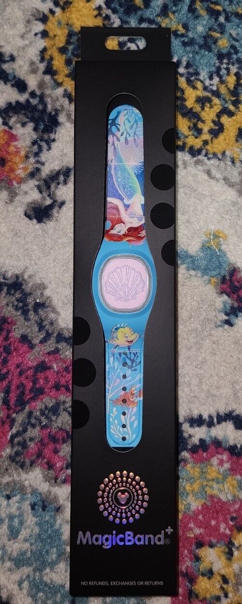 NEW Disney Parks Magic Band Plus + Little Mermaid Ariel Flounder LINKABLE ~ RARE