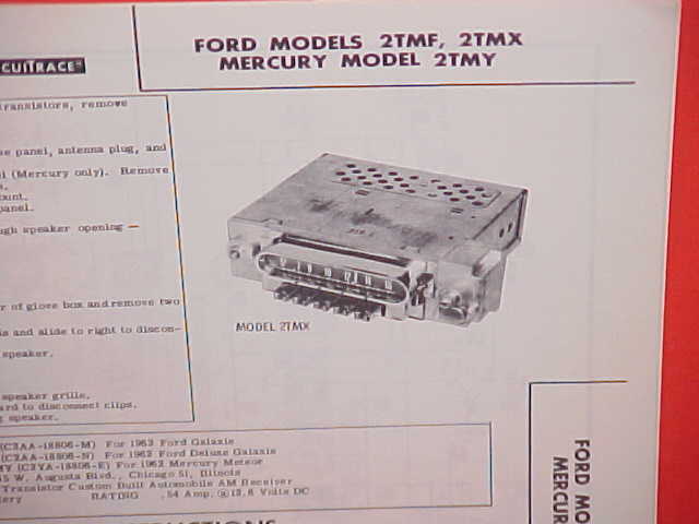 1962 FORD GALAXIE 500 XL CONVERTIBLE MERCURY METEOR AM RADIO SERVICE SHOP MANUAL