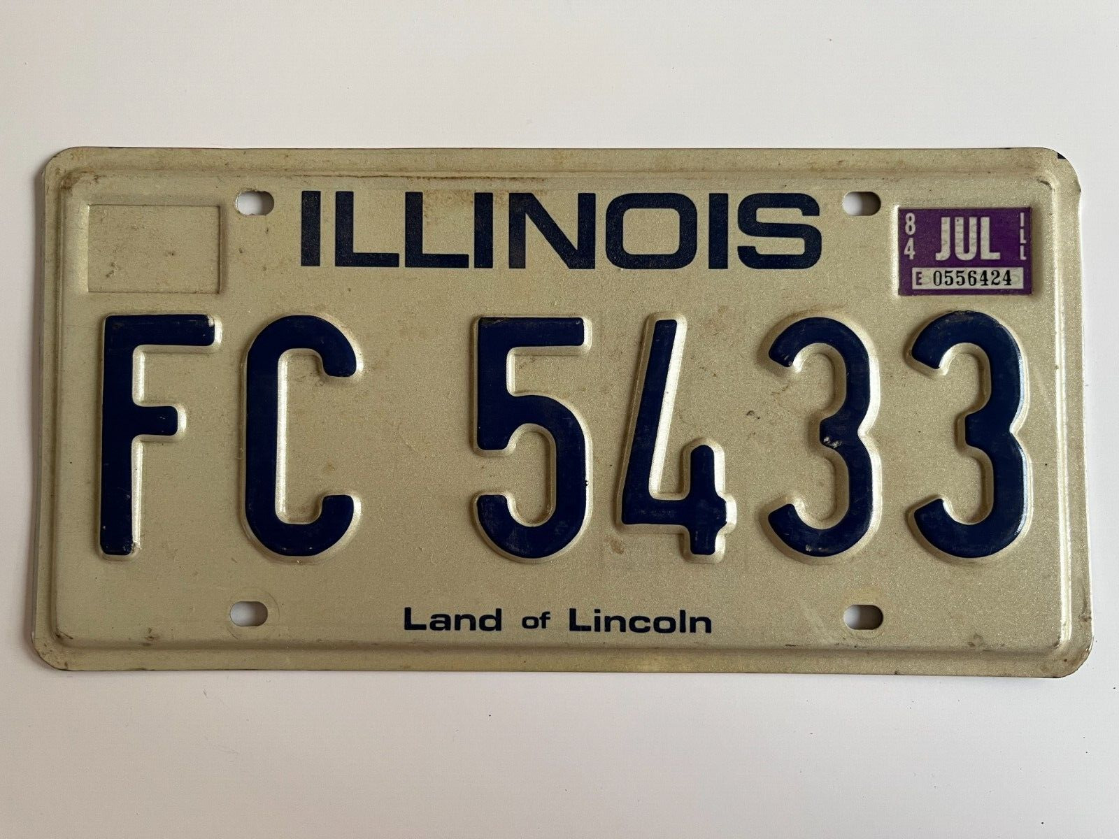 1984 Illinois License Plate Natural Sticker All Original