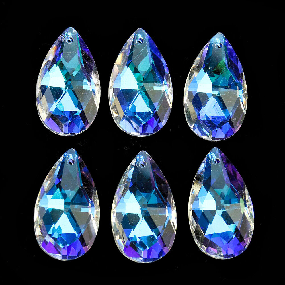 10PC 38MM Fengshui AB Aurora Faceted Crystal Prism Hanging Glass Suncatcher DIY