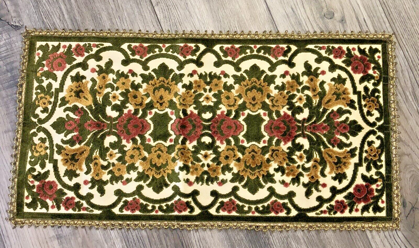 Vintage Chenille Tapestry Belgium Dresser Scarf / Table Runner Victorian 25 x 13