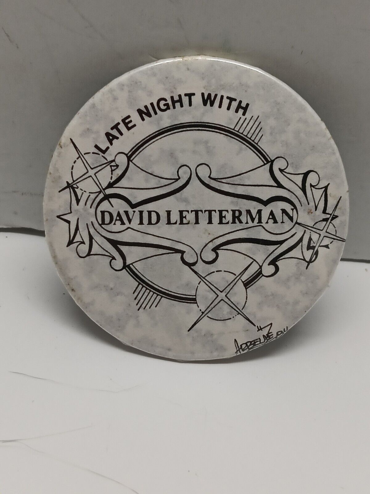 Late Night With David Letterman Button, 1984 Vintage, Arbelae