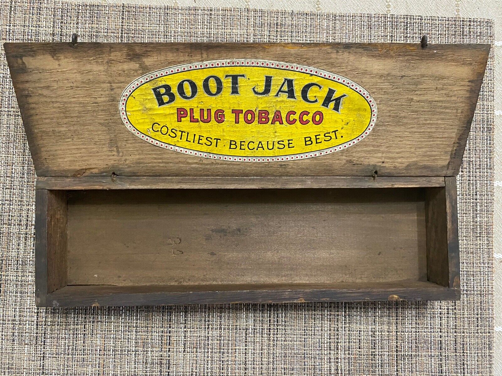 Antique Vintage Boot Jack Plug Tobacco Wooden Box
