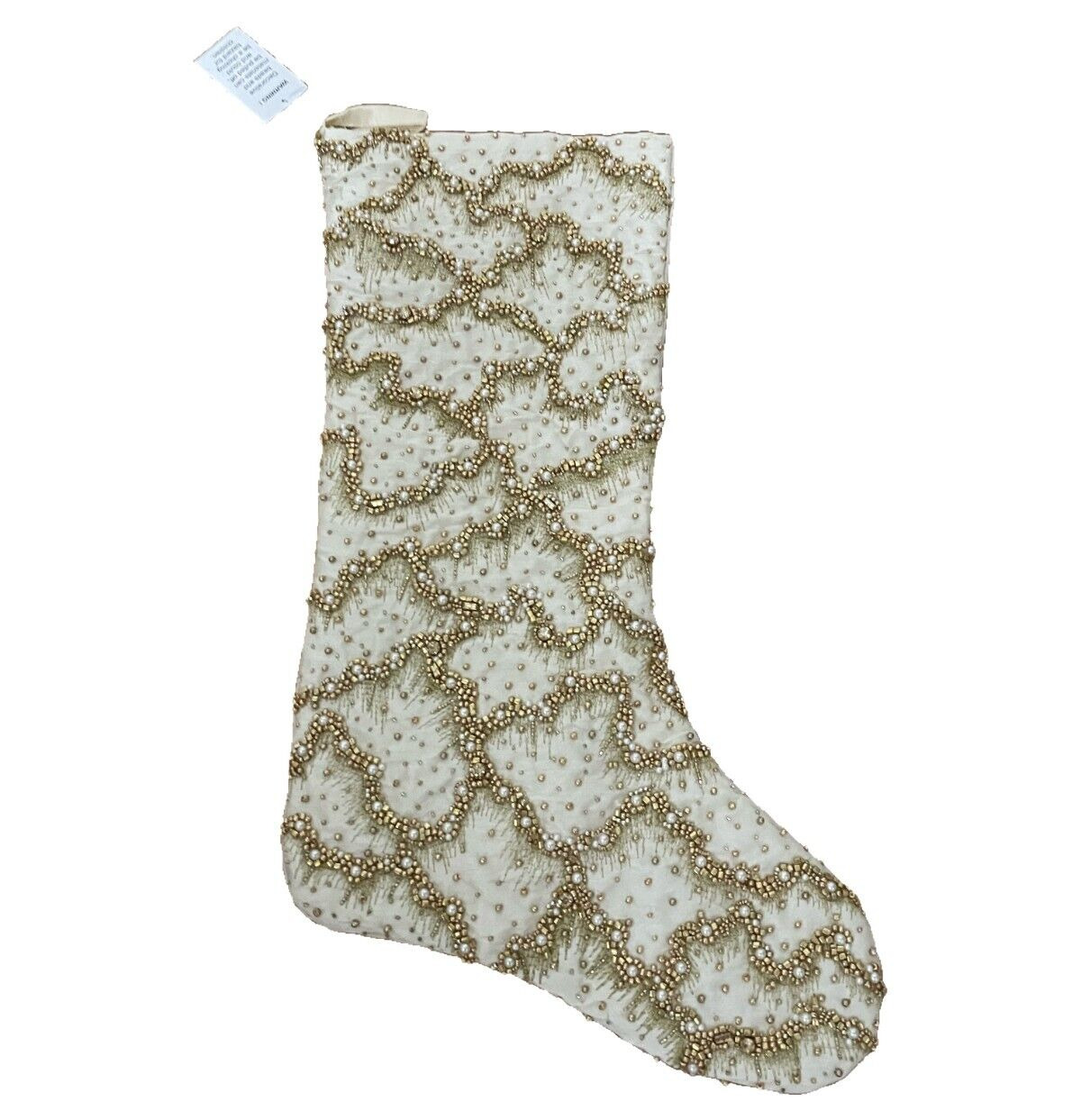New Neiman Marcus Gold Christmas Beaded Mist Stocking Sold Out
