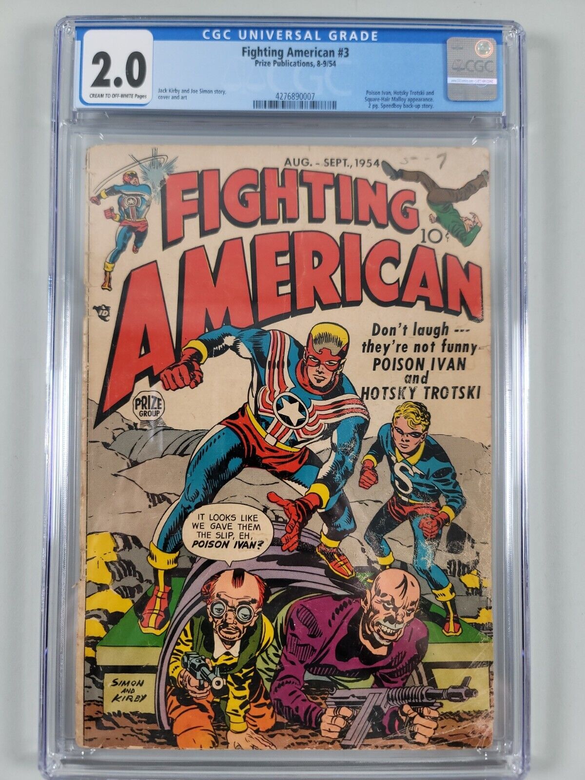 Prize Publications Fighting American #3 CGC 2.0 Golden Age Comic Jack Kirby
