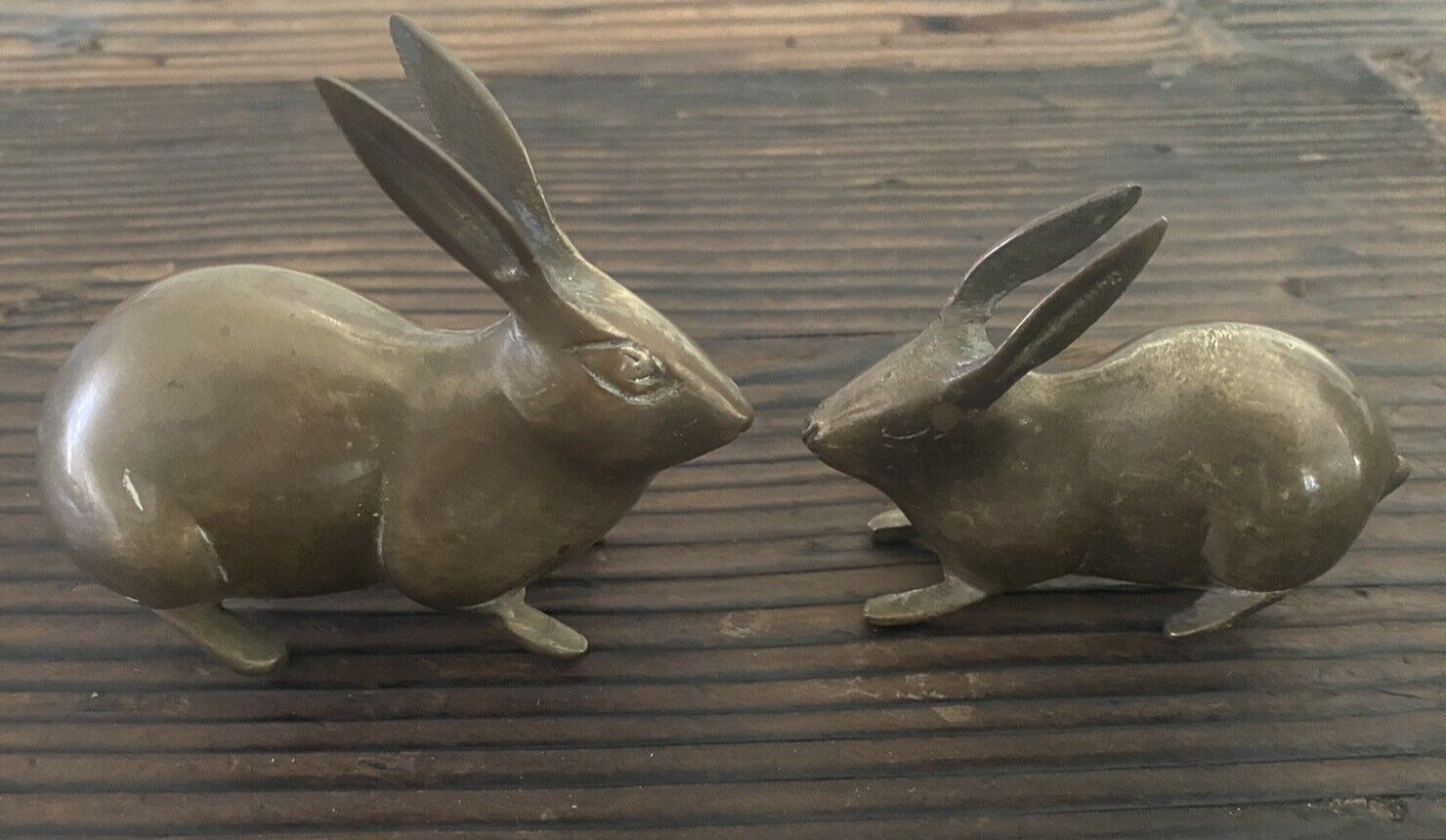 Brass Pair of Bunnies 3 inches tall