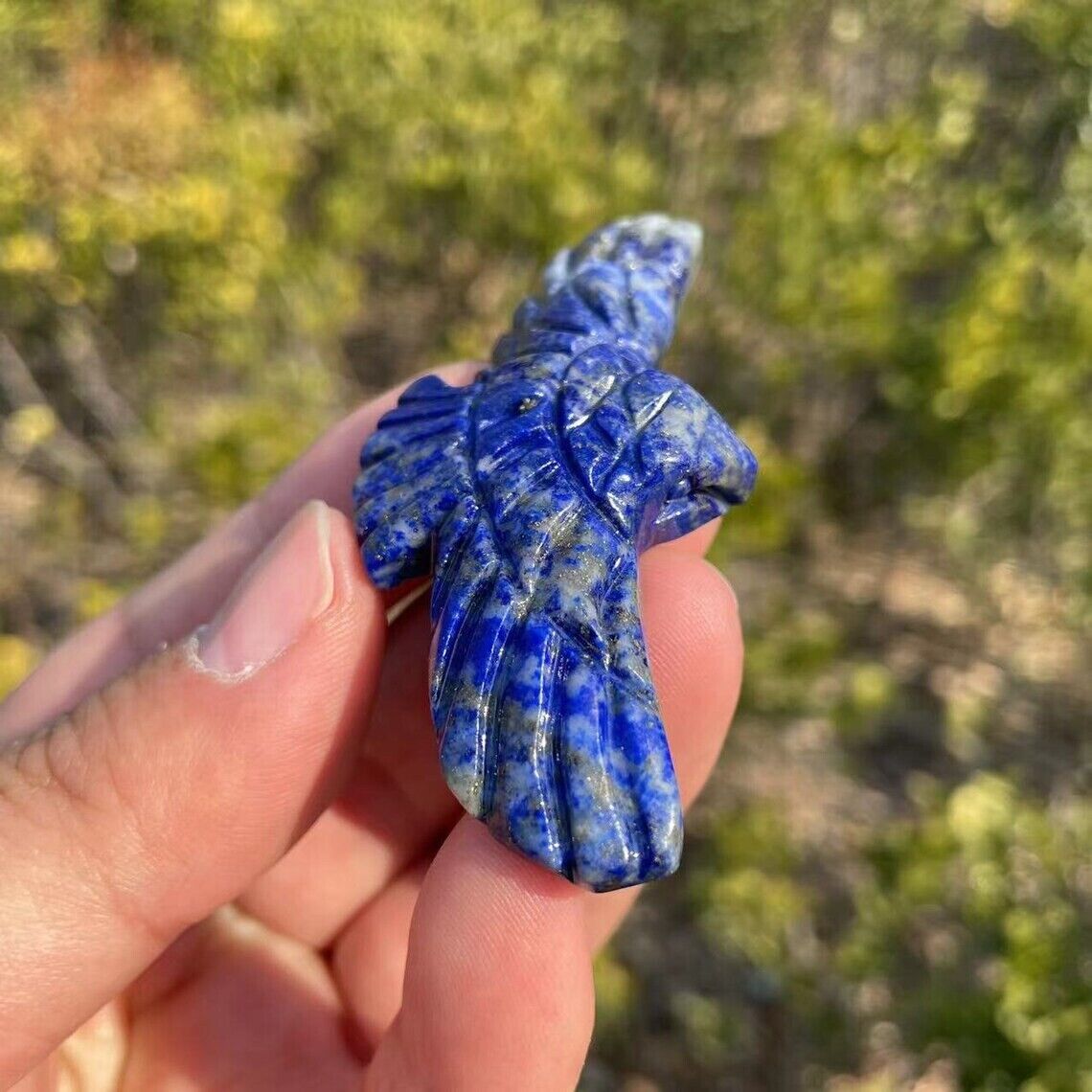 1pc Hand Carved Lapis Lazuli Flying Eagle Carving Healing Crystal