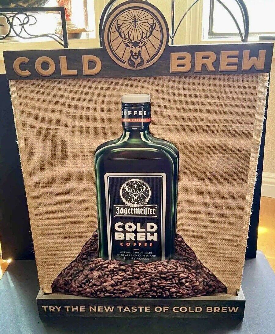 Jagermeister Cold Brew Double Sided Free Standing Wood & Canvas Sign *NEW*
