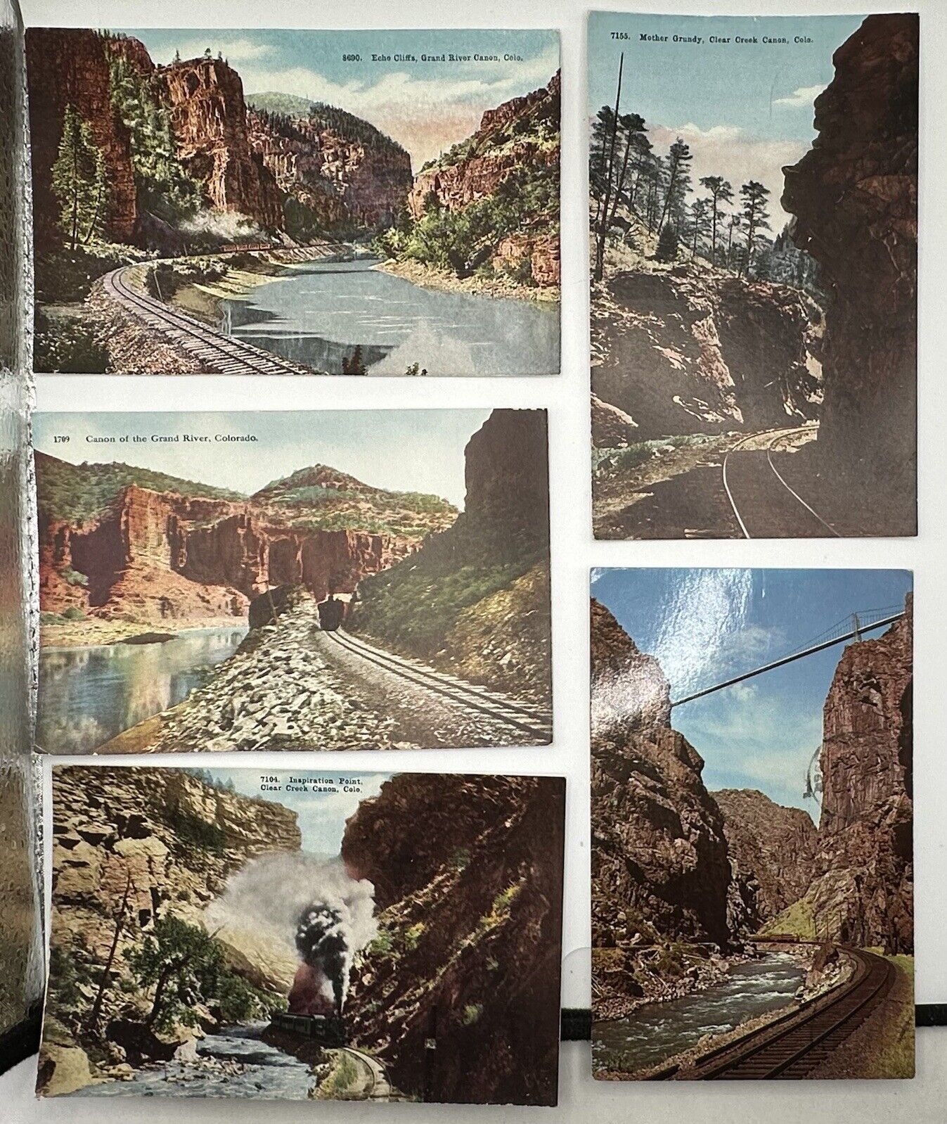 1907-1915 Royal Gorge Postcard Lot Of 5 Train Railroad Canons Colorado