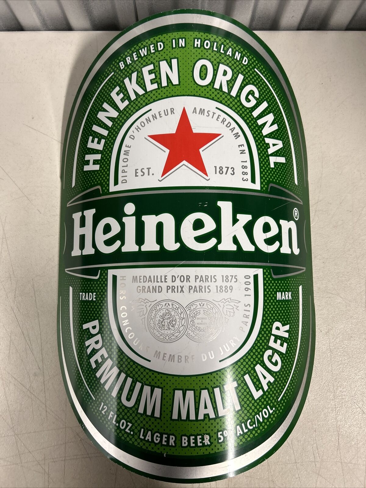 Heineken Beer Label Pop Out Metal Wall Hung Sign 24”x16”