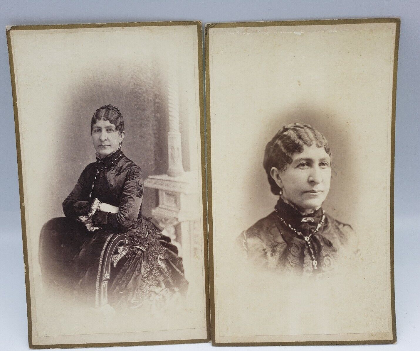 1880s Pair of Cabinet Photo Card of Victorian Woman by John Taylor Rochester NY