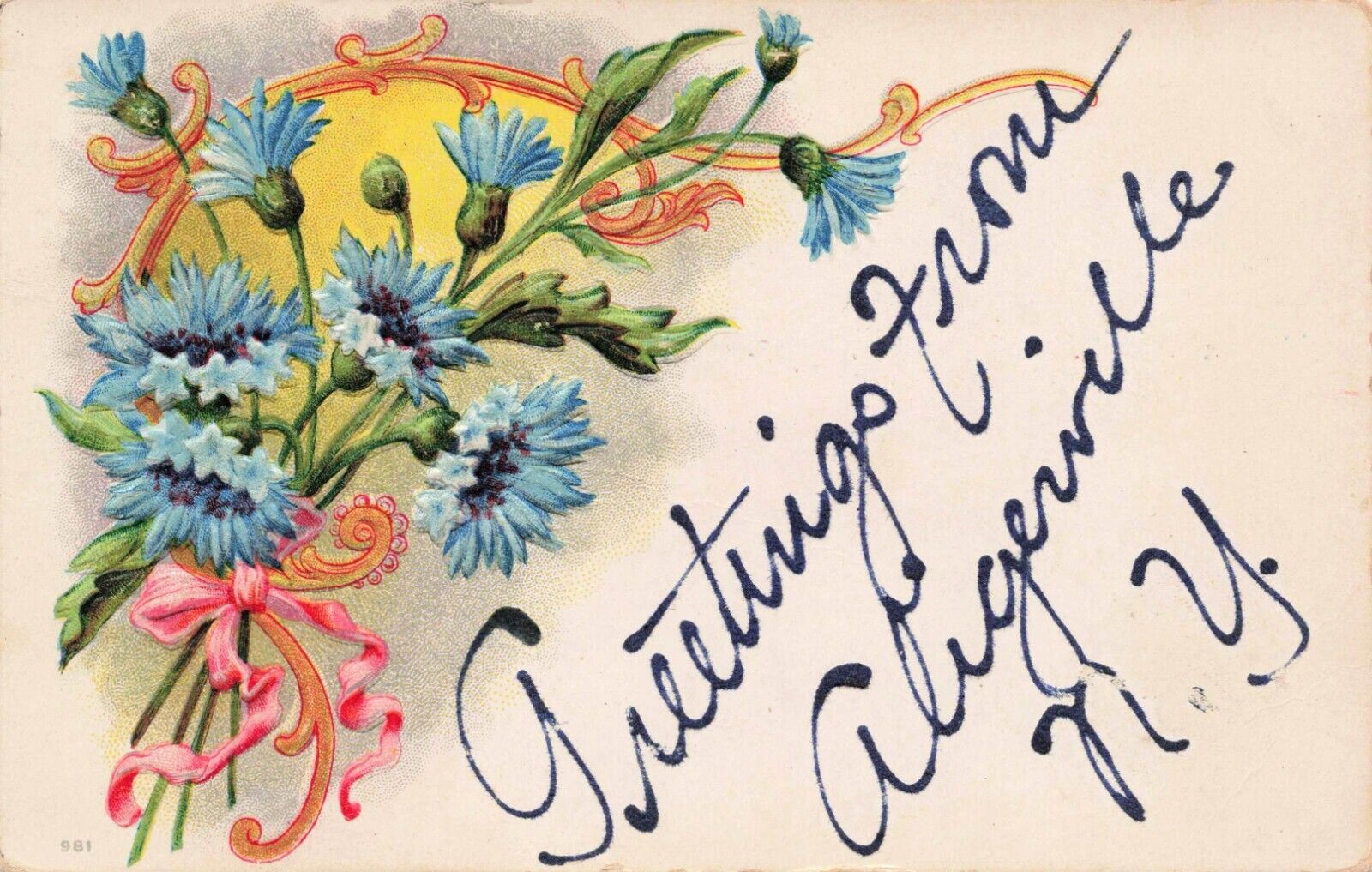 Greetings From Alligerville New York Ulster County Vintage PC Posted 1909