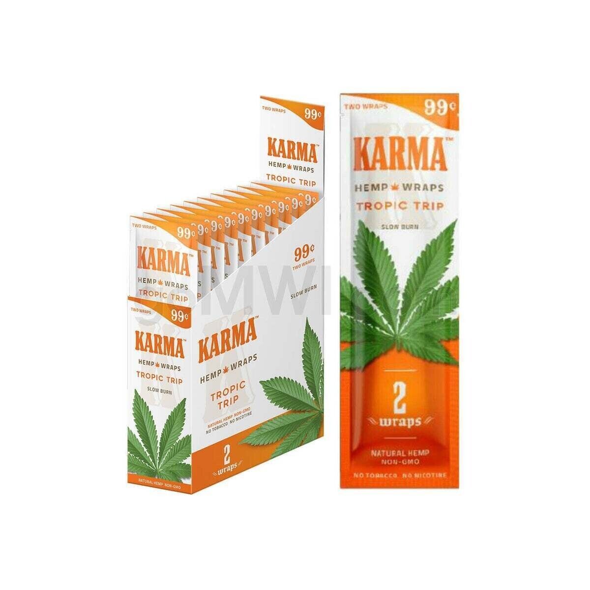KARMA Tropic Trip 50 Wraps Rolling Paper Organic  Full Box 25 pack of 2 Wraps