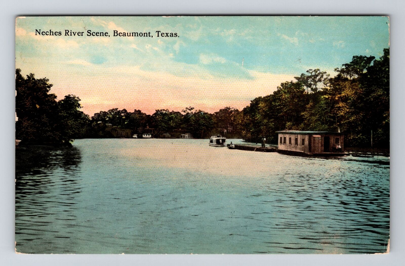Beaumont TX-Texas, Neches River Scene Vintage Souvenir Postcard